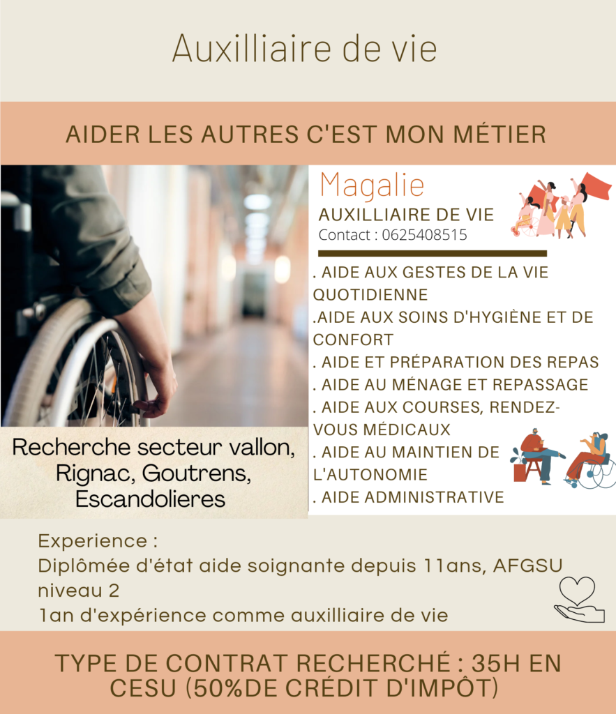 Auxilliaire de vie diplômé aide soignante